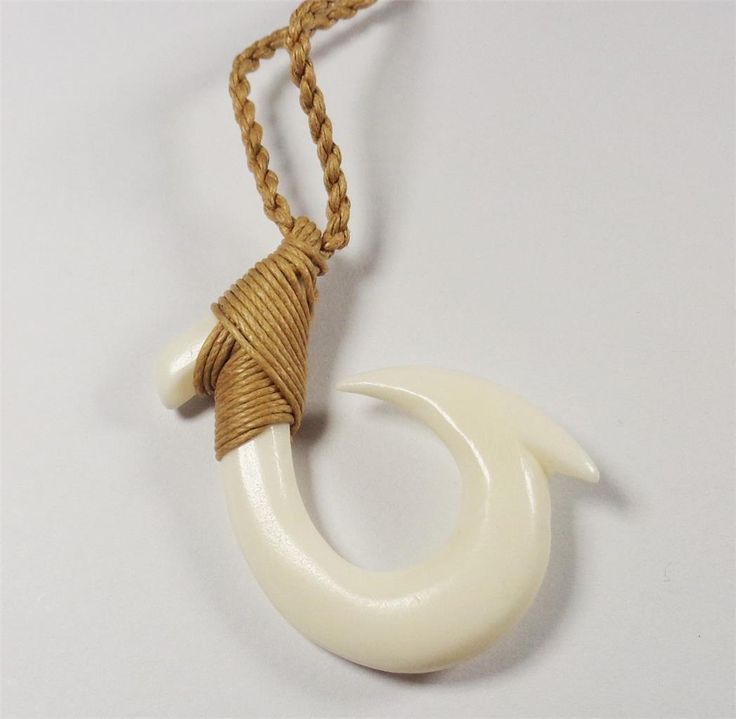 Bone Hook Necklace Carved Hook Pendant Shaped From Natural Bone