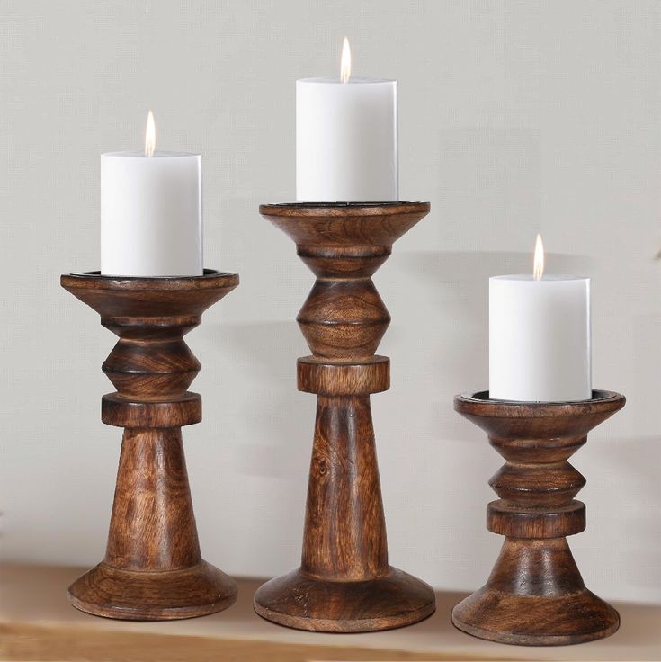 Wooden Paloma Pillar Candle Holders Rustic And Modern Design