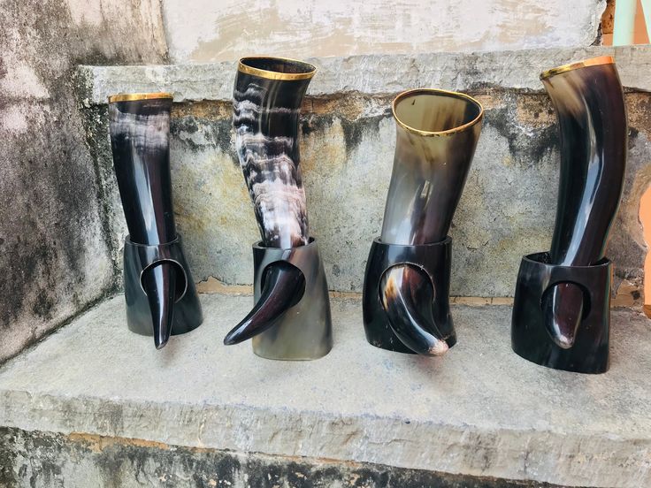 Viking Drinking Horns With Stand Natural Horn Beer Mug