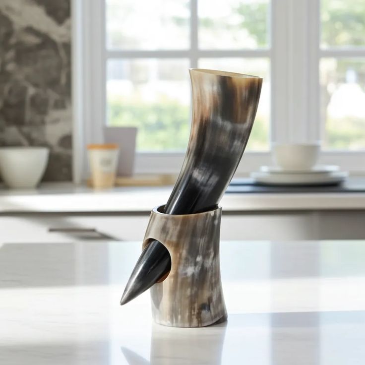 Viking Drinking Horn Hand-Polished To a Smooth Finish And Fitted With a Food-Safe