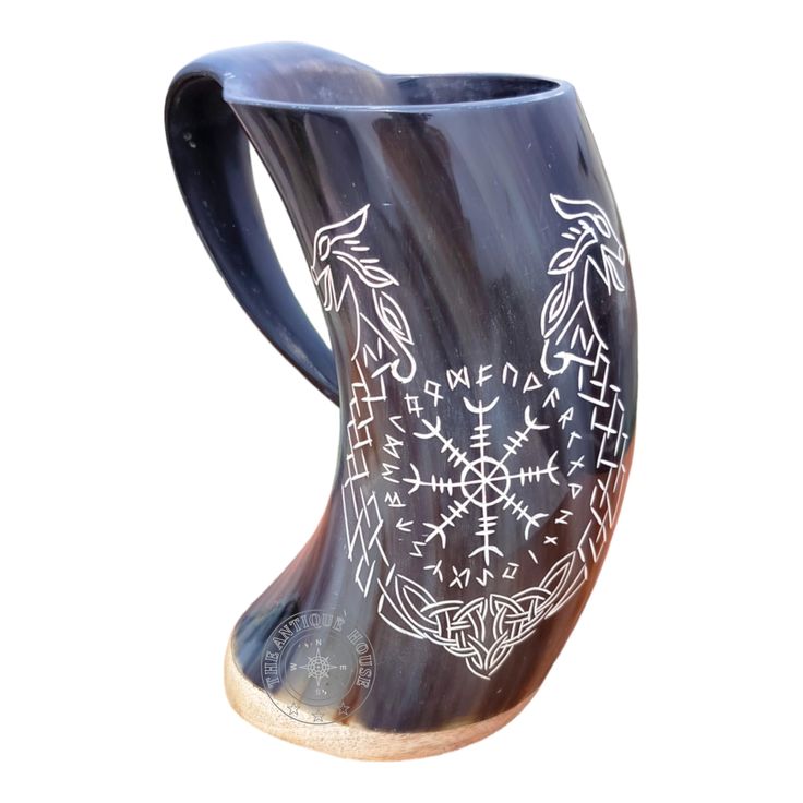 Viking Drinking Carving Horn Mug Polish Every Mug to a Smooth