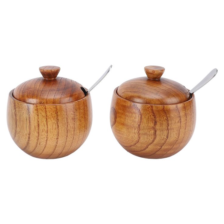 Wooden Salt Box Spice Jar Sugar Bowl