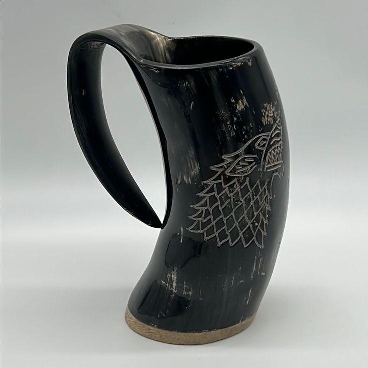 Buffalo Horn Viking Drinking Mug Premium Carving Products