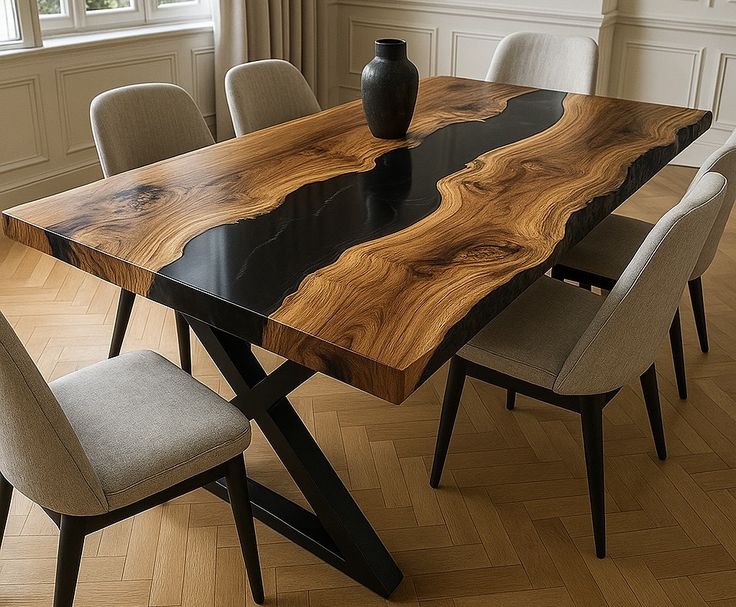 Wooden And Resin Coffee Dining Table