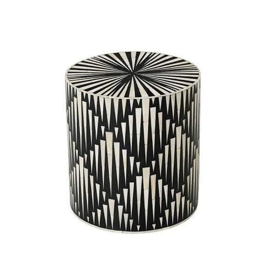 Bone Inlay Stool With Its Polished Finish And Sturdy Construction