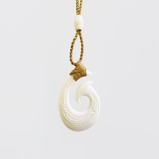 Bone Hook Necklace Carved Hook Pendant Shaped From Natural Bone