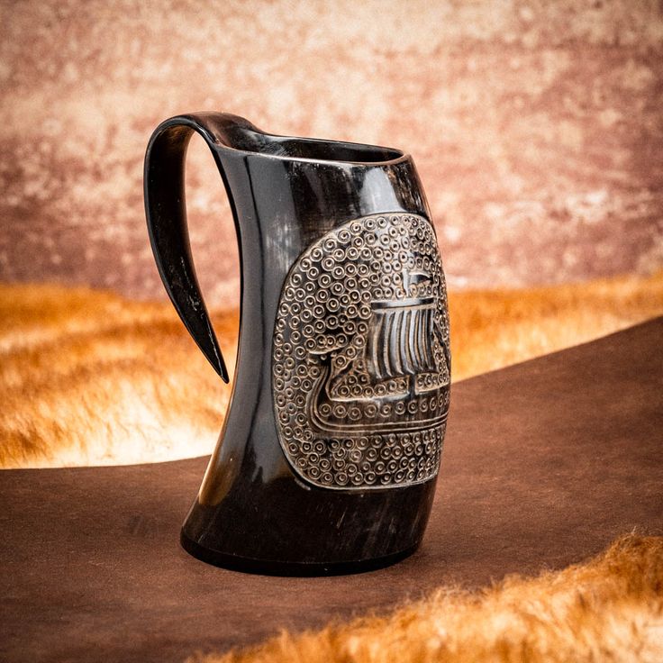 Buffalo Horn Viking Drinking Mug Premium Carving Products