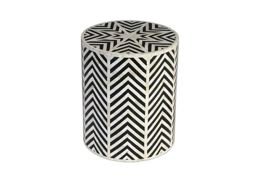 Bone Inlay Stool With Its Polished Finish And Sturdy Construction