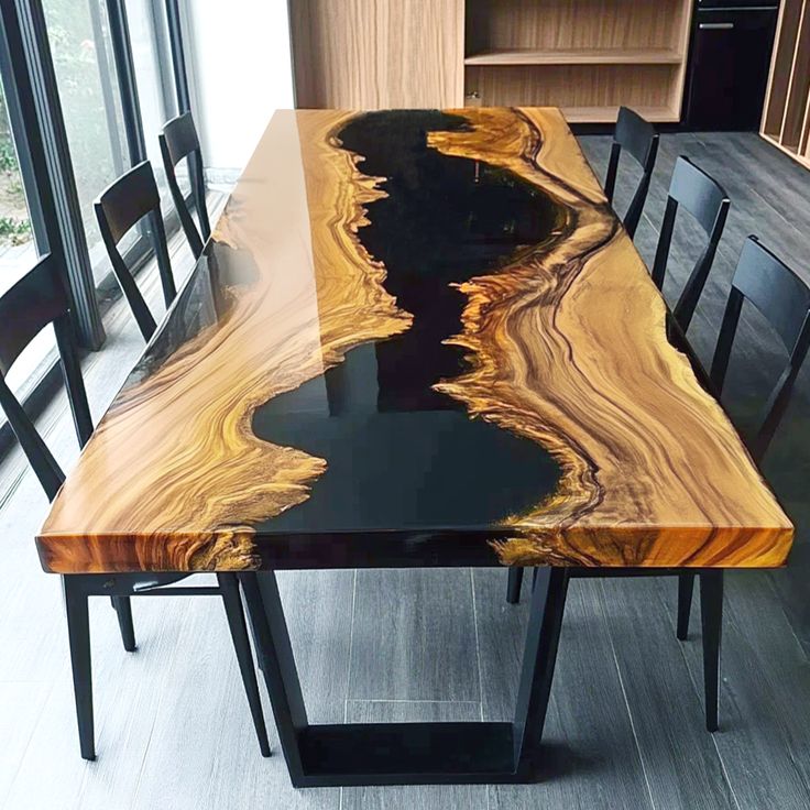 Wooden And Resin Coffee Dining Table