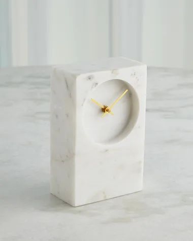 Marble Tower Clock The Polished Marble Surface Reflects Light Beautifully