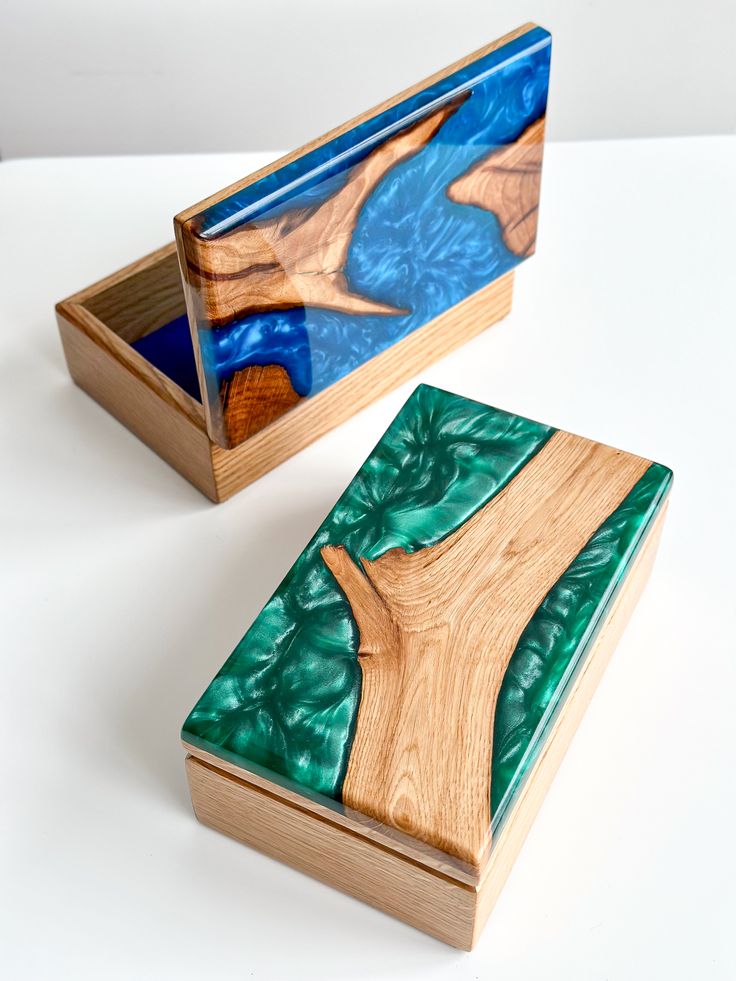 Wooden And Resin Jewelry Box Unique Design