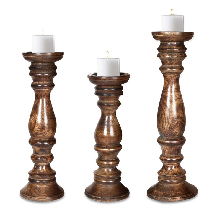 Wooden Paloma Pillar Candle Holders Rustic And Modern Design