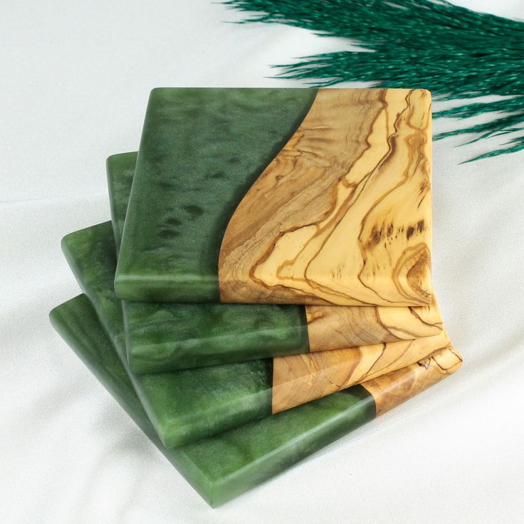 Epoxy Resin And Wooden Coasters Artistic Resin Swirls Creating a Unique