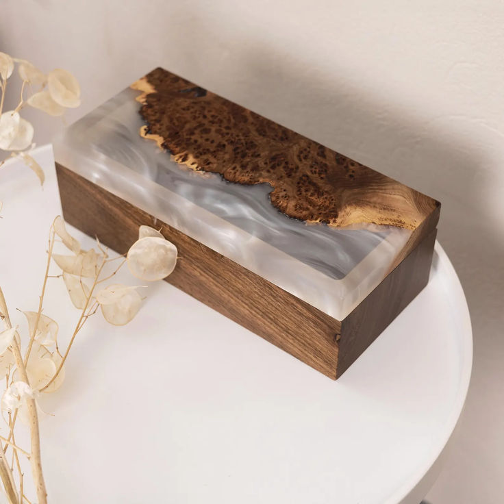 Wooden And Resin Jewelry Box Unique Design