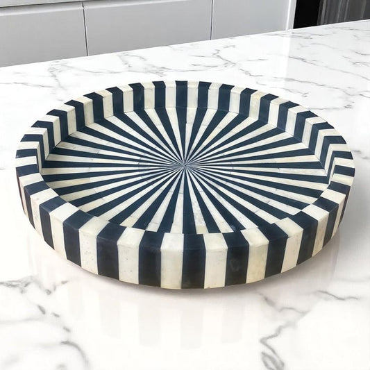 Bone Inlay Round Serving Tray The Smooth Polished Surface