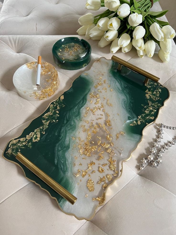 Resin Serving Tray The Natural Epoxy Patterns And Polished Finish