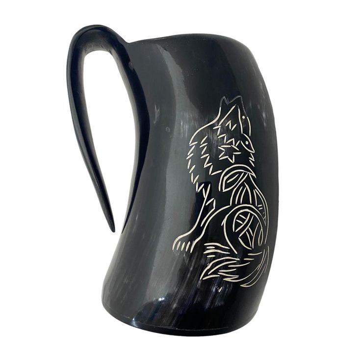 Buffalo Horn Viking Drinking Mug Premium Carving Products