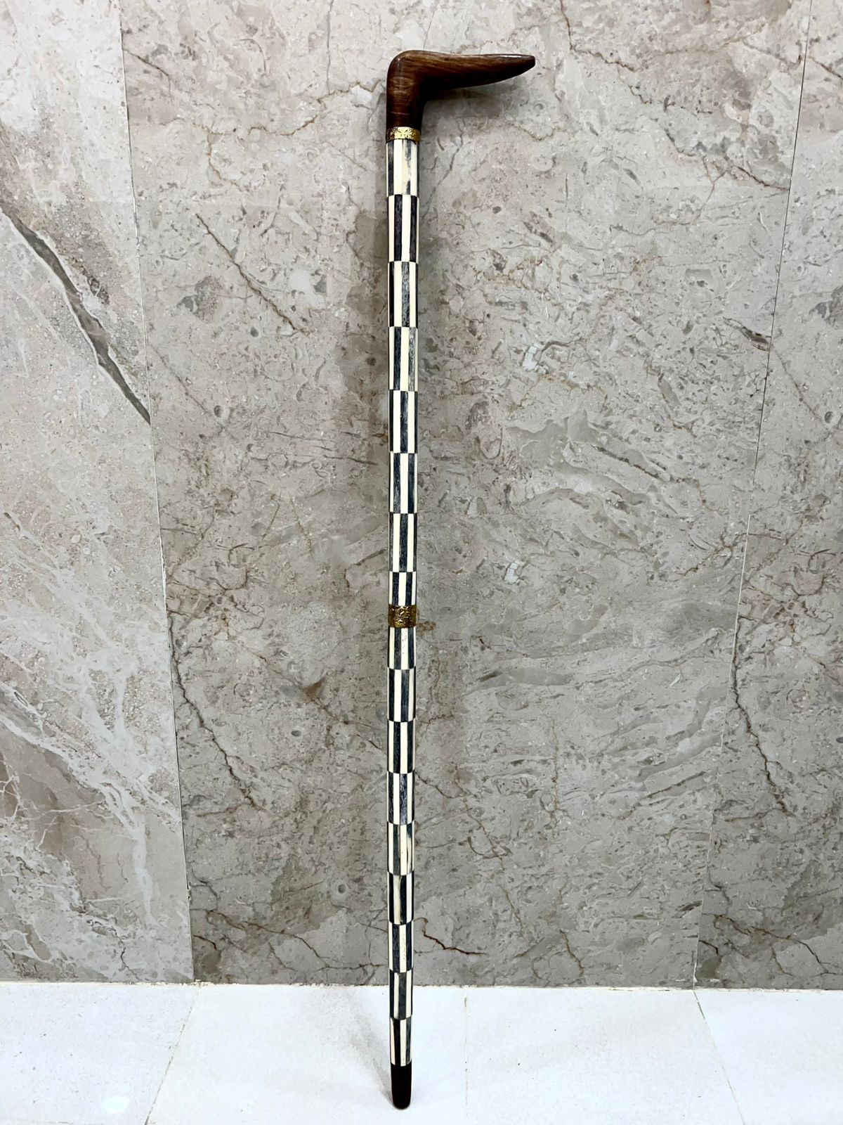 Wooden And Bone Walking Camping Outing Stick Unique