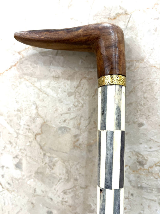 Wooden And Bone Walking Camping Outing Stick Unique