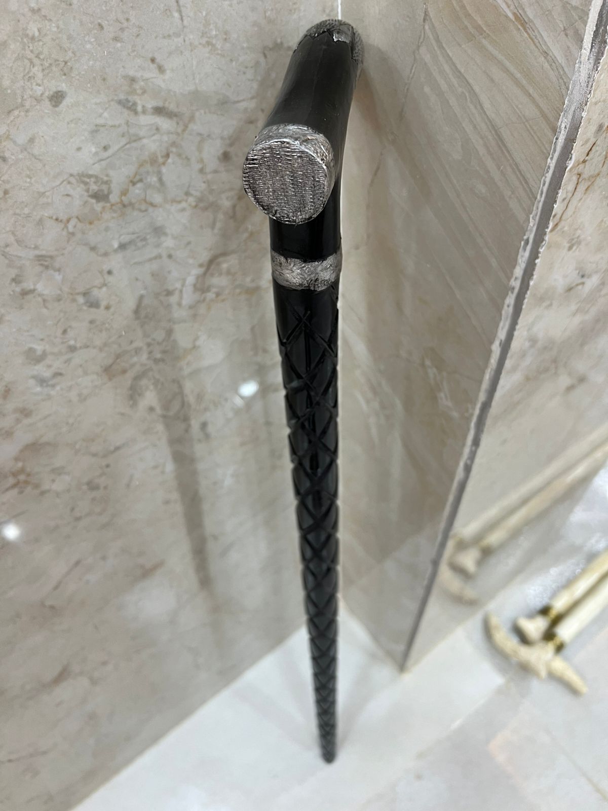 Wooden Walking Stick This Black Color Carving DESIGN Handcrafted Natural Material