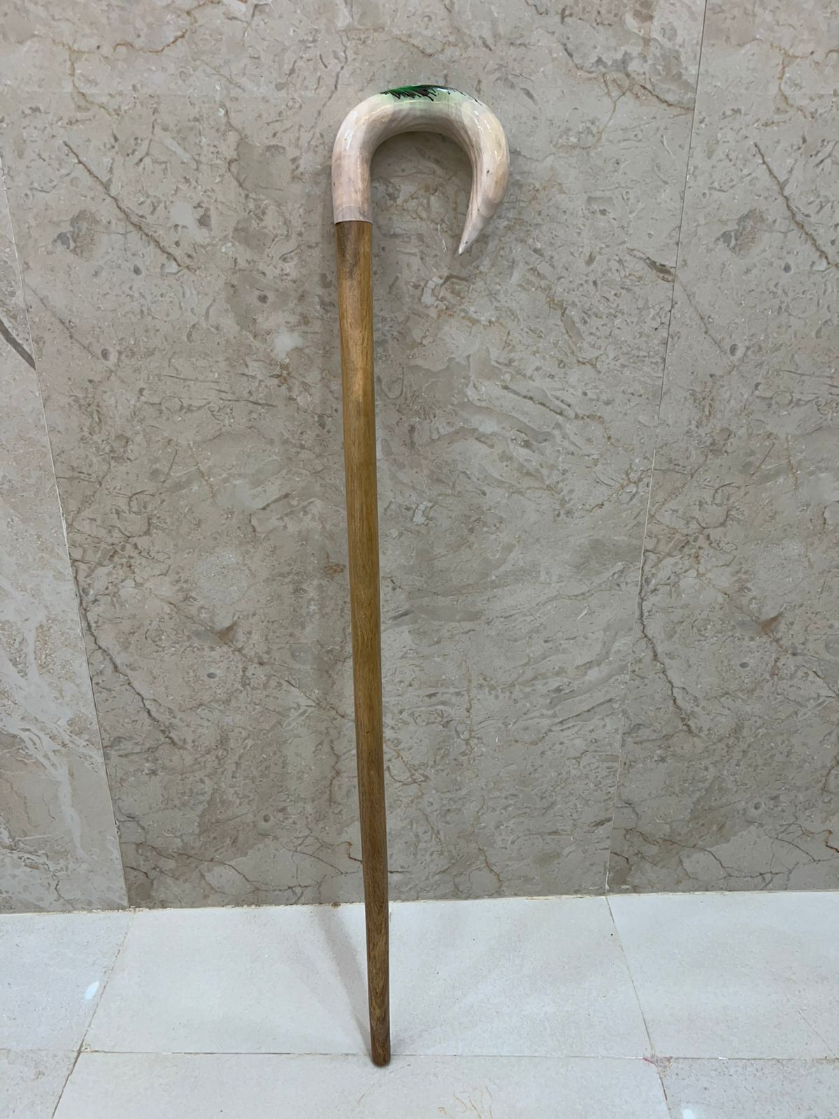 Wooden And Resin Walking Stick Resin-Accented Handle For Comfort And Unique Style