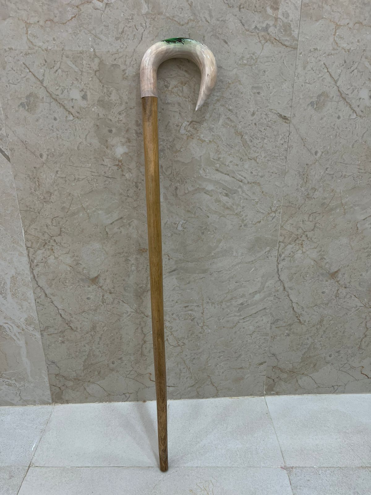 Wooden And Resin Walking Stick Resin-Accented Handle For Comfort And Unique Style